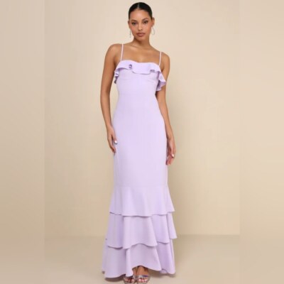 chinese dress ladies Lilac Heart Printed Prom Dresses Lavender Maxi Dress Dress SD1432D –  Viniodress main image 1