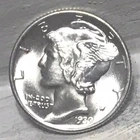 1939-D Bright White BU Mercury Silver Dime FSB with Luster. Full Split Bands C