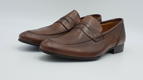 SCARPE UOMO ANTICA CUOIERIA MOCASSINO CLASSICO MOD OYSTER PELLE COL MOGAN