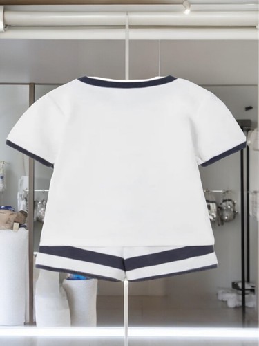 ZARA Kids Blue & White Striped SET T-Shirt and Shorts Bermuda 2 Pieces Size 10 - Picture 2 of 5