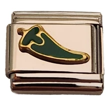 Green Hot Pepper Jalapeno Food Italian Charm 9mm Bracelet Link stainless steel