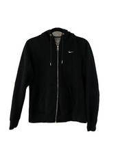Nike Boys Black Hoodie Sweatshirt Full Zip White Swoosh Size Medium