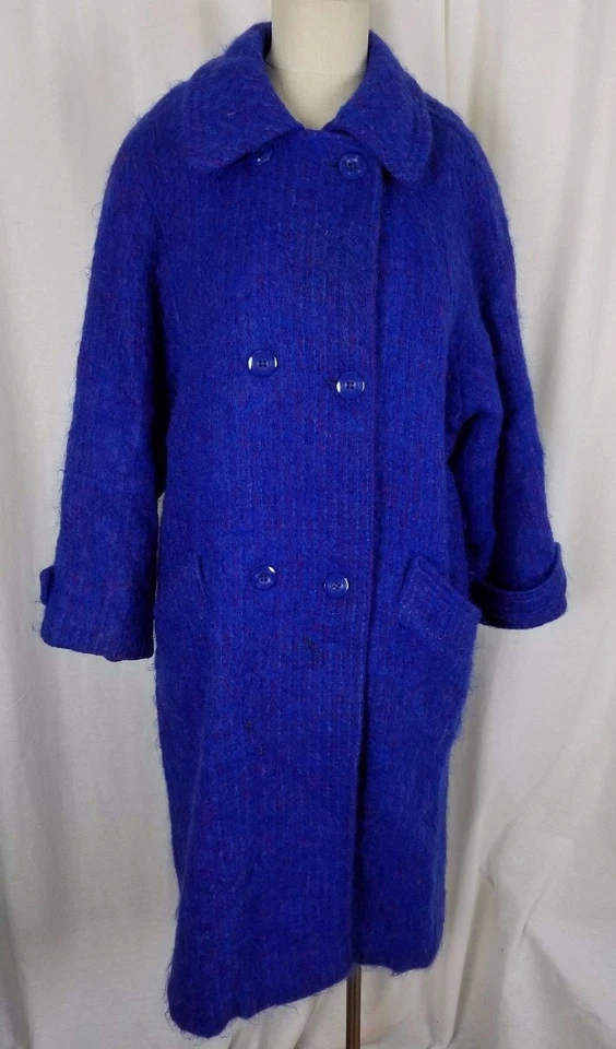 Abrigo chaquetón vintage Dunderry Scotland Lager's azul lana mohair para mujer L CORTADOR