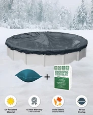 12' HEAVY Round Above Ground Winter Pool Cover PACKAGE Pillow + Winter Kit