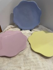 Set 3 Piatti a Forma di Fiore 11” Made In Italy BLU GIALLO ROSA Pastelli