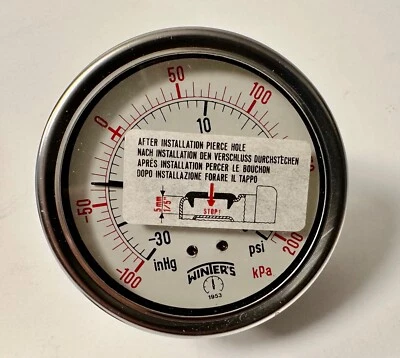 WINTERS 30-0-30 Vac/Pressure Gauge liquid filled all stainless steel
