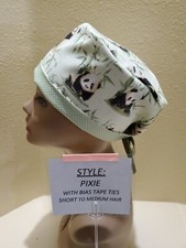 Panda Bears Pixie Skull Women's Surgical Scrub Hat/Cap Handmade