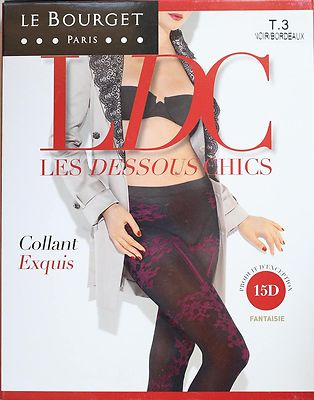 NEUF @@ COLLANT FANTAISIE NOIR BORDEAUX 15 DEN LE BOURGET Exquis