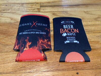 Elijah s Xtreme Hot Sauce BBQ Can Coozie Cooler LOT OF 2 Brand New RARE