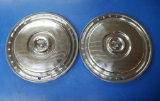 Two Vintage 1955-1956 Ford Fairlane T-bird 15 Hubcaps Wheel Covers Used Two Vintage 1955-1956 Ford Fairlane T-bird 15 Hubcaps Wheel Covers Used