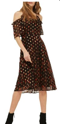 topshop polka dot dress brown Reyna Denim Midi Dress / White | MESHKI main image 0