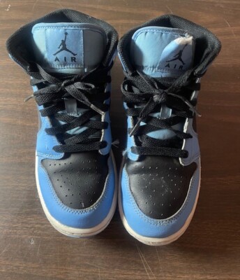 B*8様 NIKE Air Jordan 1 Black/University Nike Air Jordan 1 Mid University Blue Black DQ8423-401 Youth Size