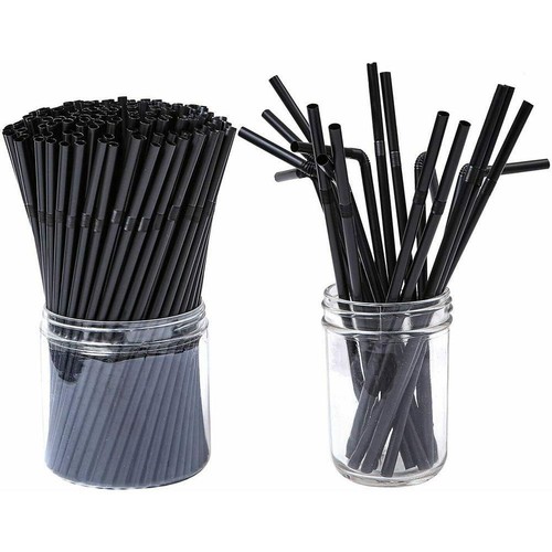 100* mini pailles à cocktail courtes petites pailles en plastique noir mariage et fête noir - Photo 1/12