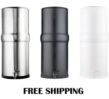 Water Filtration Countertop Gravity 3 Gallon Boroux System With Black Filters