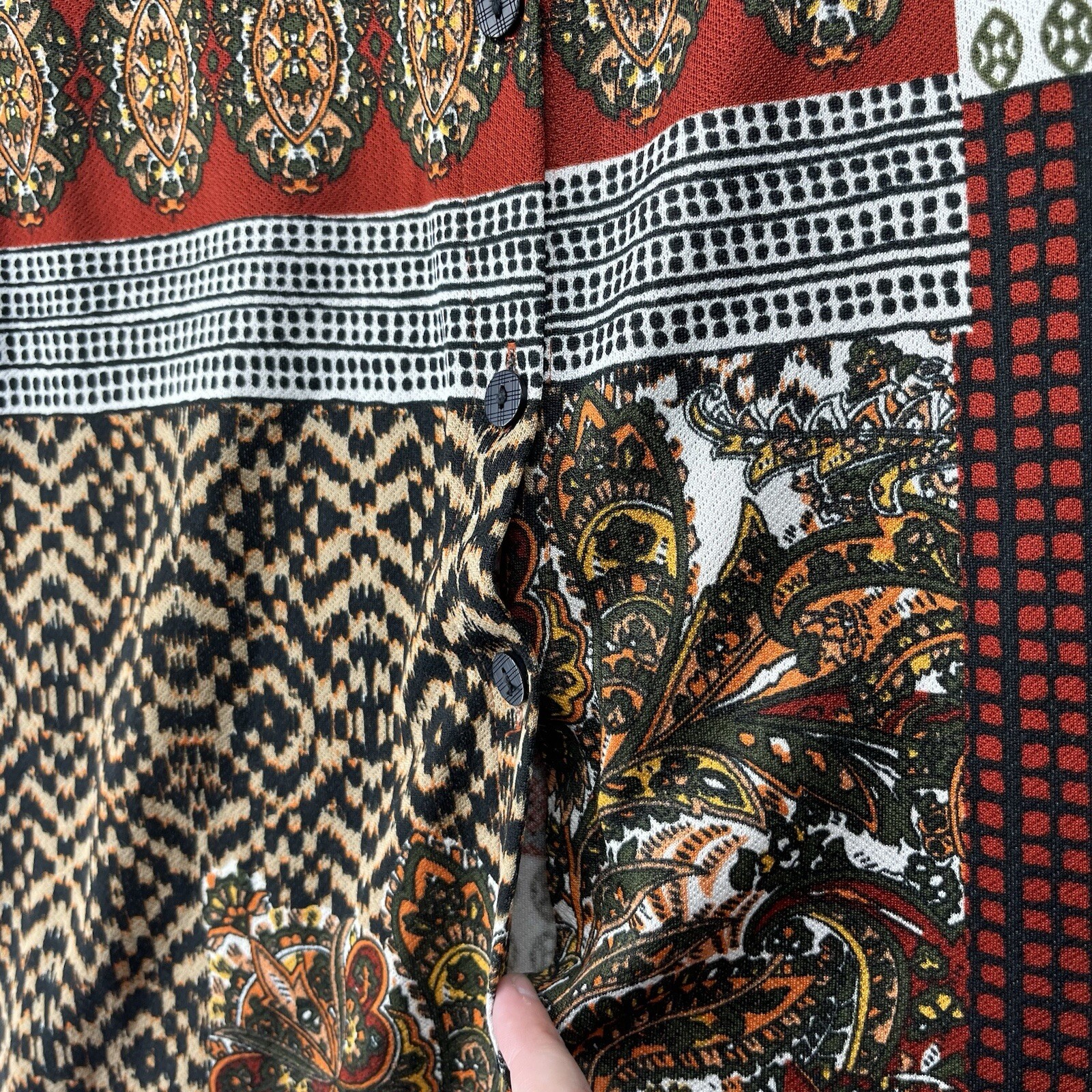 Tavin Patchwork Print Button Down Long Sleeve Shi… - image 3