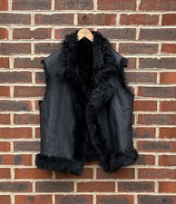All Saints Ladies Reversible Sheepskin Shearling Gilet Jacket Large Leather B3