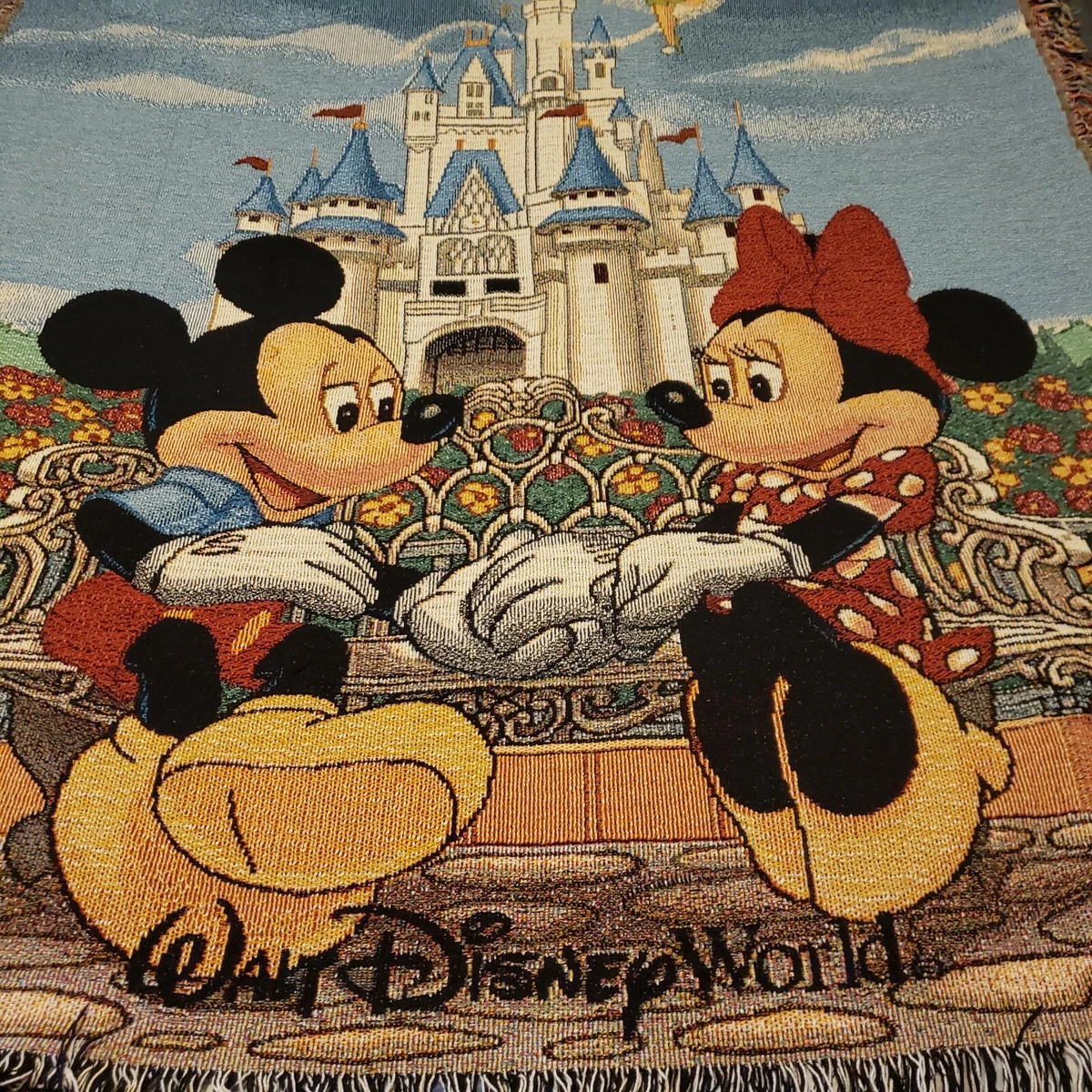 Walt Disney World Knit Throw Blanket Mickey Minnie Mouse 46x53