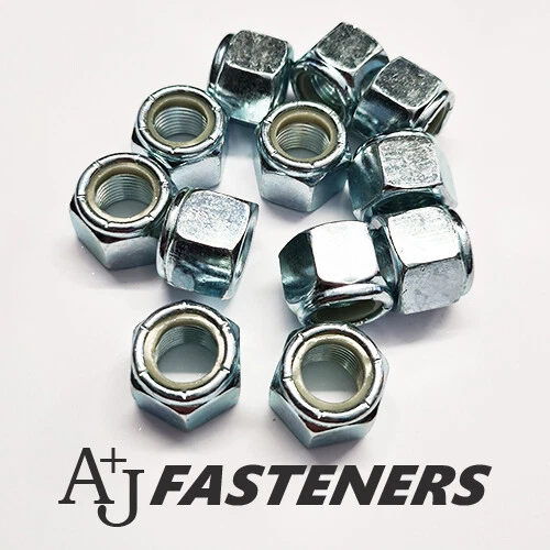 A & J FASTENERS 1/4 5/16" 3/8" 7/16" 1/2" 5/8" 3/4" UNF ZINC PLATED NYLOC LOCK NUTS NYLON INSERT