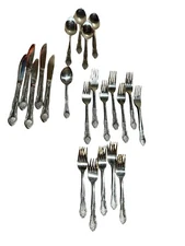 Rogers Stainless Steel Flatware Mixed Lot Replacement 23 Pieces  Floral Pattern