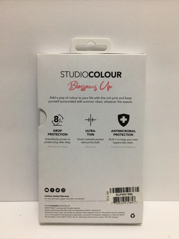 tech21 STUDIO COLOUR 8ft Drop Proof Anti-Microbial For LG K40 Blossoms #647 - Image 3 of 3