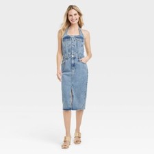 Universal Thread Womens Midi Halter Denim Dre...