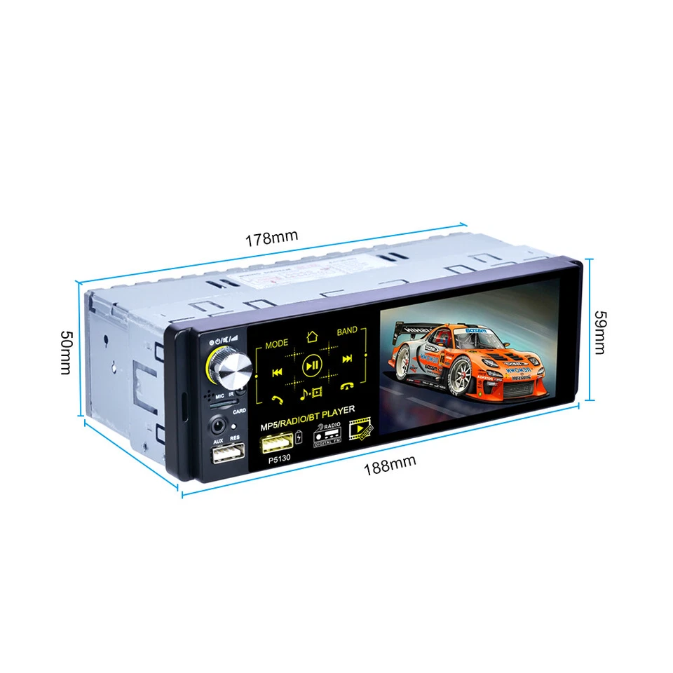 4.1 Zoll 1 Din Autoradio Mit Bluetooth FM Wasserdicht Aux USB SD TF MP5 + Kamera - Bild 2 von 4