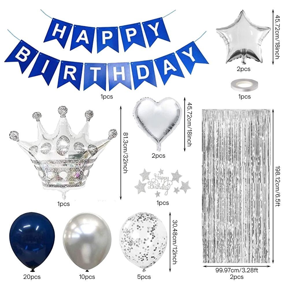 Latex Silver Happy Birthday Banner DIY Cake Topper Women eBay
