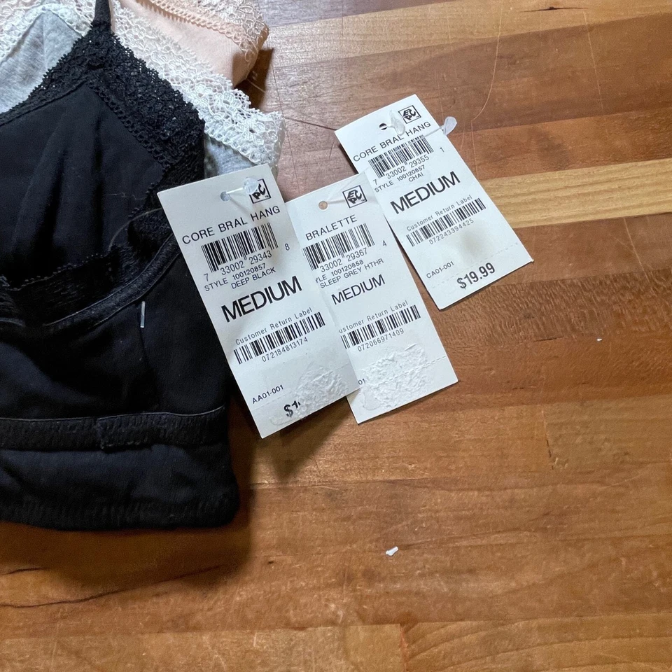 Jenni on Repeat Wide Lace Bralette, set of 3  black/tan/grey medium  - Image 2 of 4