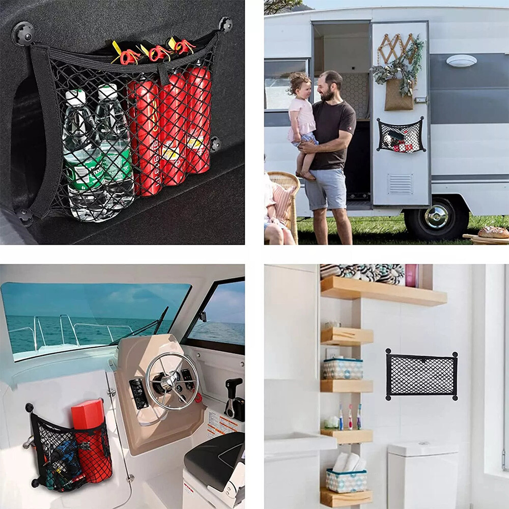 Custom Storage Mesh Net 2pcs Small Cargo Net Elastic Pocket Storage Mesh Net Universal For Car ...