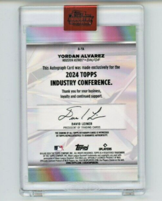 YORDAN ALVAREZ #/25 AUTO 2024 Topps Industry Conference Encased 