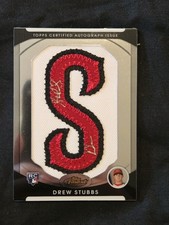 2010 Topps Finest Drew Stubbs RC Auto Letter Patch /217 #155 Reds