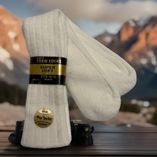 Vintage Socks 10-13 Crew K-Mart White NOS Acrylic 1980's Thick Soft