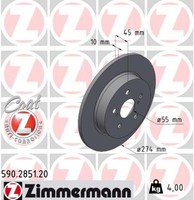 2X Bremsscheibe Coat Z Zimmermann 590.2851.20 FüR Toyota Yaris Hybrid MXPH10 KB