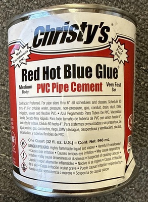 #ad #ad Christy#x27;s Red Hot Blue Glue Blue Cement For PVC Pipe 32 oz 1 Qt 505201 Dented $29.99