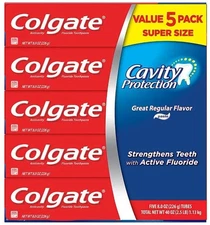 Colgate Cavity Protection Toothpaste with Fluoride, Regular Flavor (8 oz., 5 pk)