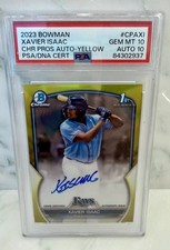 Xavier Isaac Bowman Chrome 2023 Yellow Refractor /10 Auto