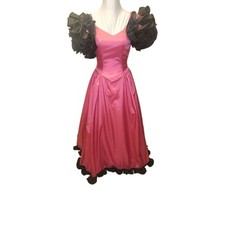 Hot Pink & Black 80' Formal Prom Dress * sz8 * Good Condition * Made In USA