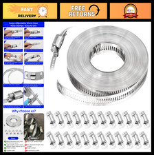 32.8FT Stainless Steel Hose Clamp Kit - 24 Adjustable Worm Gear Fasteners for Pi
