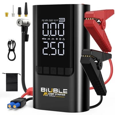 BIUBLE 6000A Car Jump Starter With Air Compressor Pack Booster 12V Power Bank