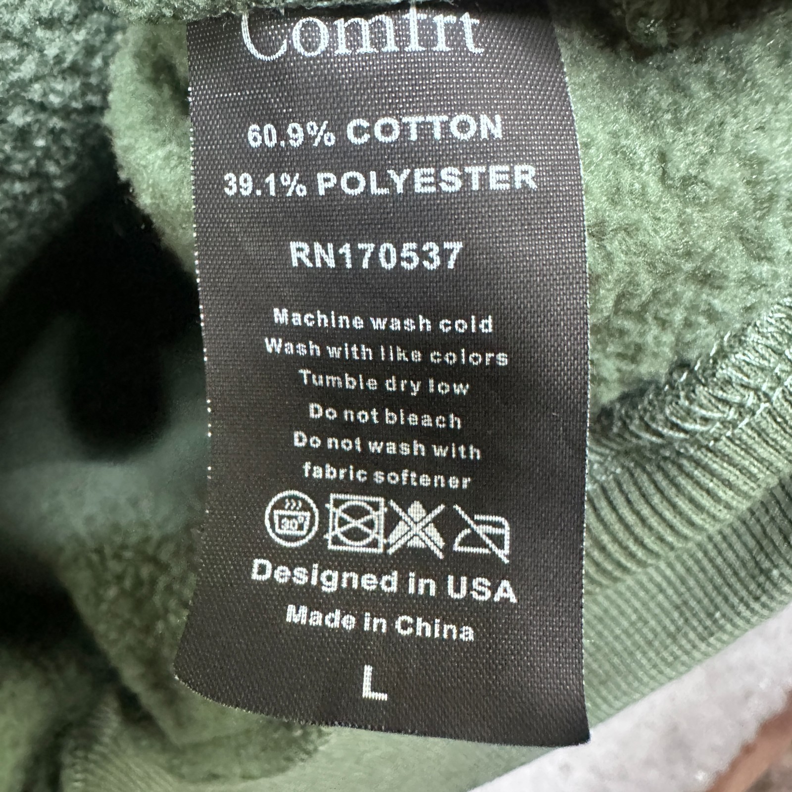 Comfrt Hoodie Size L Green Soft Pullover Sweatshirt image 8