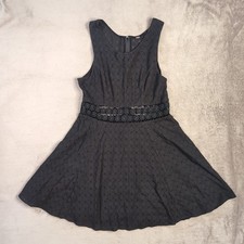 Free People Women's Fitted Black Daisies Sleeveless Dress Zip Up Back