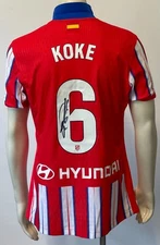 Koke Game Worn Signed Atletico de Madrid Football Jersey La Liga Fabricks COA