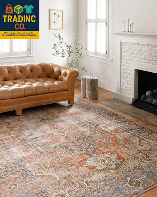 Loren Collection LQ-15 Terracotta/Sky 7'-6'' X 9'-6'' Area Rug