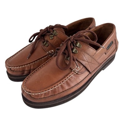 Wrangler Brown Leather Boat Shoes Mens 9.5 M Rugged Sole Crafted in Brazil NEW!