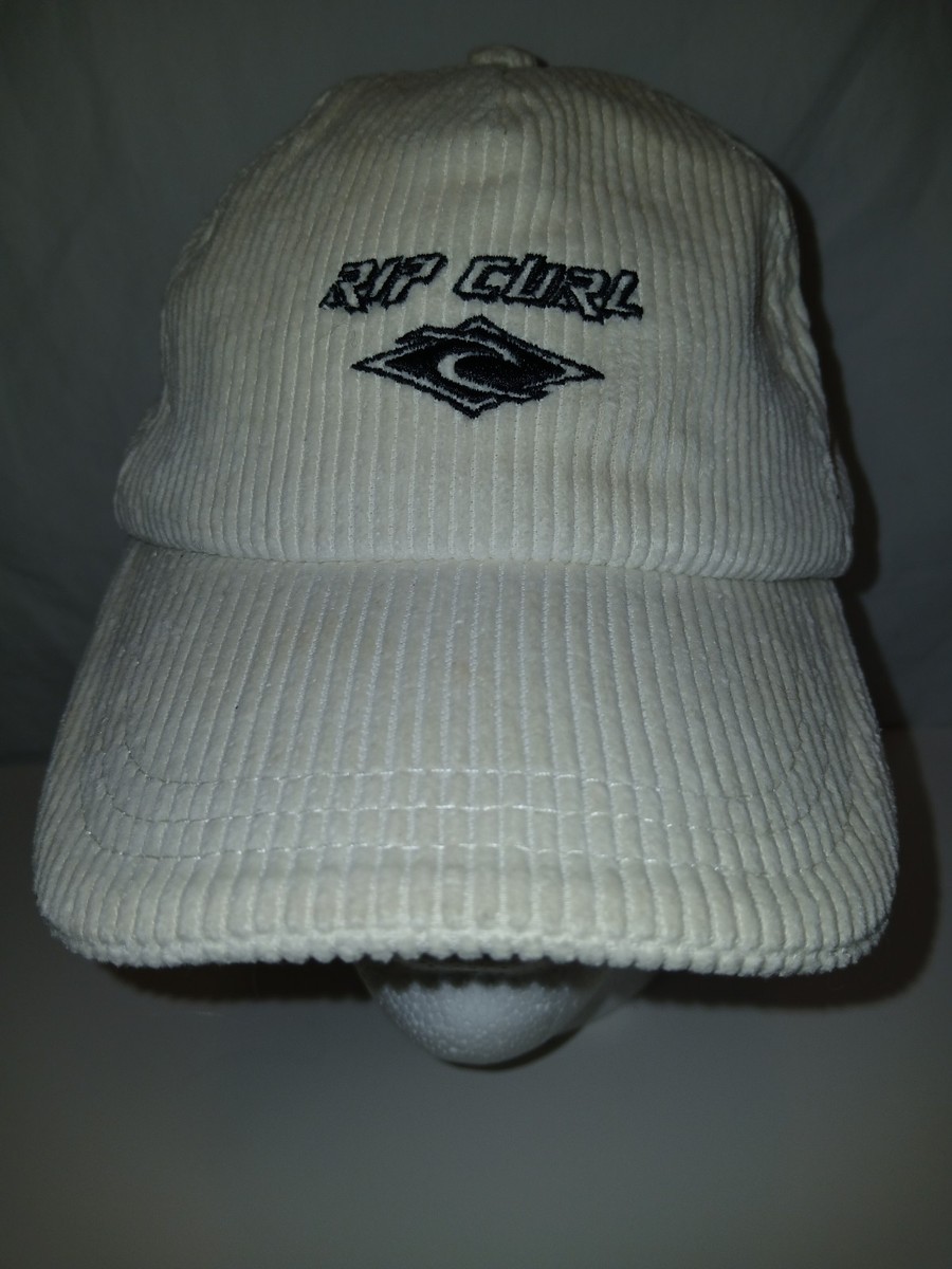RIP CURL CORDUROY HAT CAP DRAWSTRING IVORY ONE SIZE BLACK LOGO