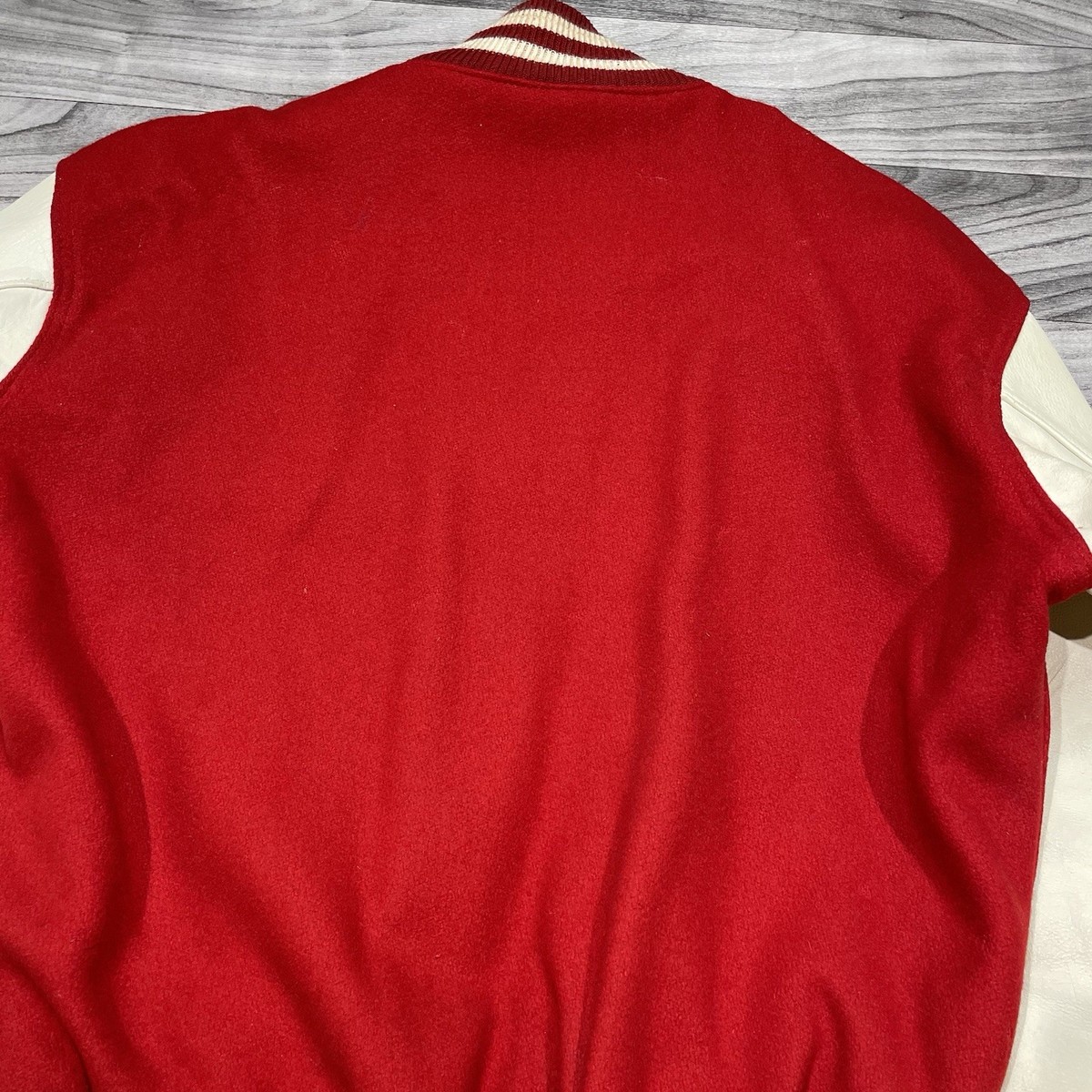 Vintage 60s Varsity Letterman H Letter Wool Leather Jacket Size XL