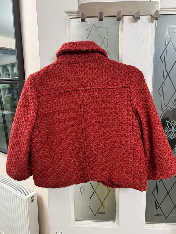 Capa corta para mujer Gap UK M/10-12 mezcla de lana roja cierre de botones Foto 4 de 4