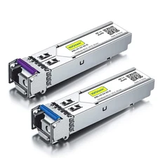 10Gtek a Pair of 1.25G SFP Bidi Transceiver, 20km(1490nm/1310nm), For Cisco 