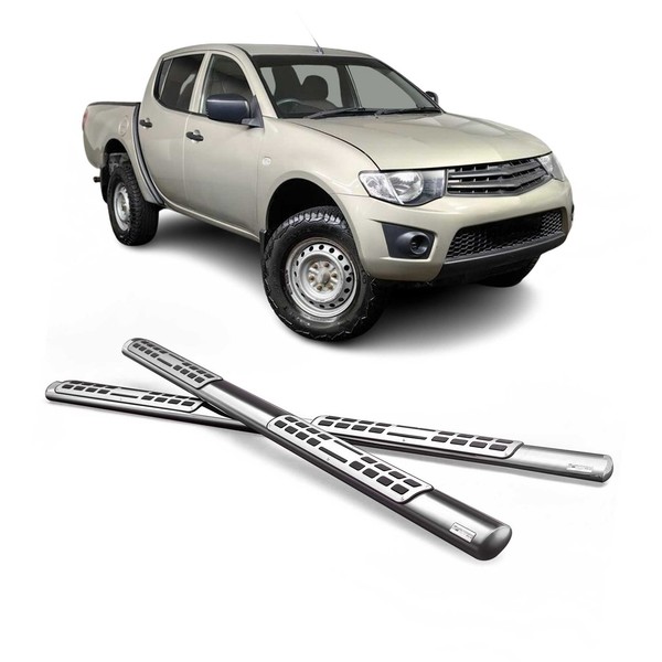 Stahl Schwellerrohre Trittbretter FüR Mitsubishi L200 Double Cab 2006-2009 Grau-image