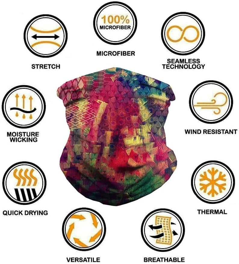 9 piezas Prendas para la cabeza Cuello Polaina para mujeres Tubo de pasamontañas UV Máscara Facial Diadema Hombres...  Foto 3 de 4